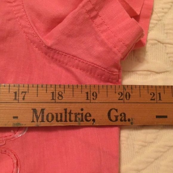 Life is Good Linen Cotton Blend Carnation Pink Button Front Short Sleeve Shirt - Picture 4 of 12